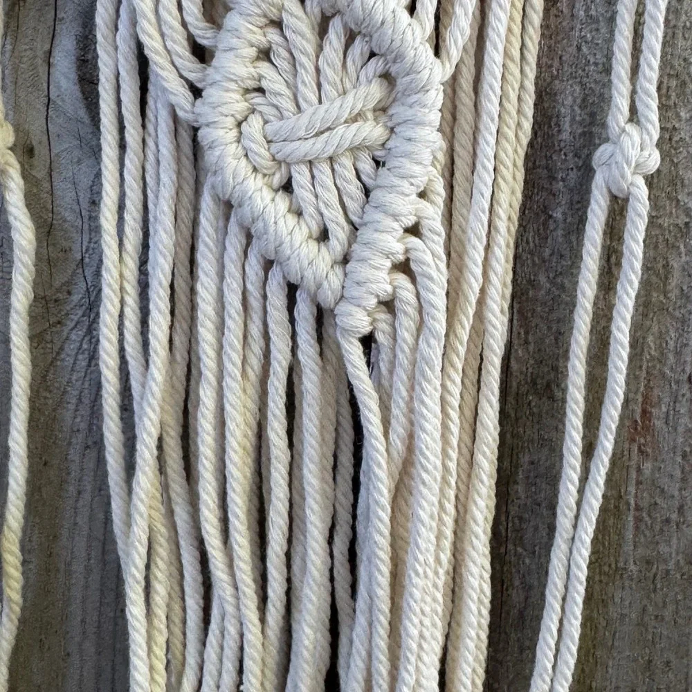 Boho Macrame Wall Hanging Crochet Star Heart Fringe Cream Tan Dreamcatcher Style